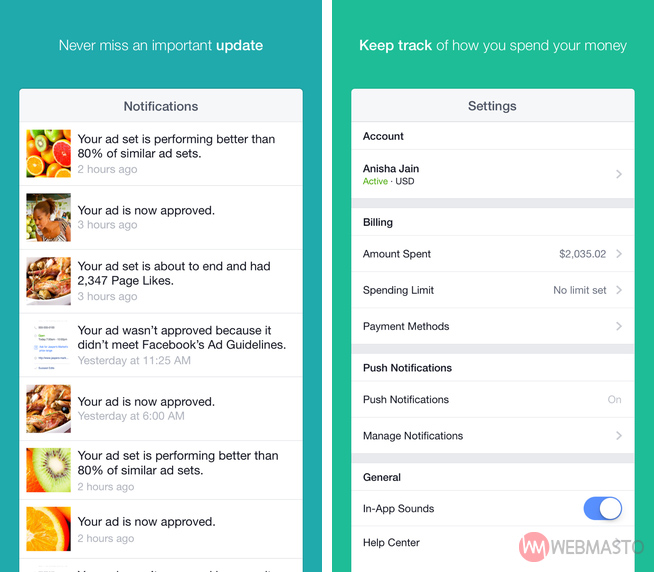 Facebook Ads Manager uygulaması