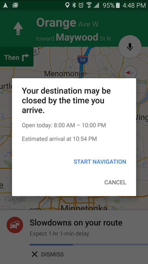 Google Maps mağaza kapanış saatleri
