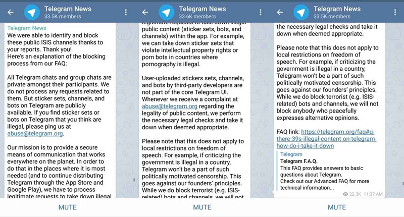 Telegram IŞİD açıklaması