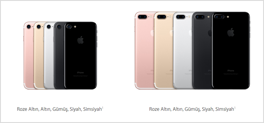 iPhone 7 ve iPhone 7 Plus Renk Seçenekleri