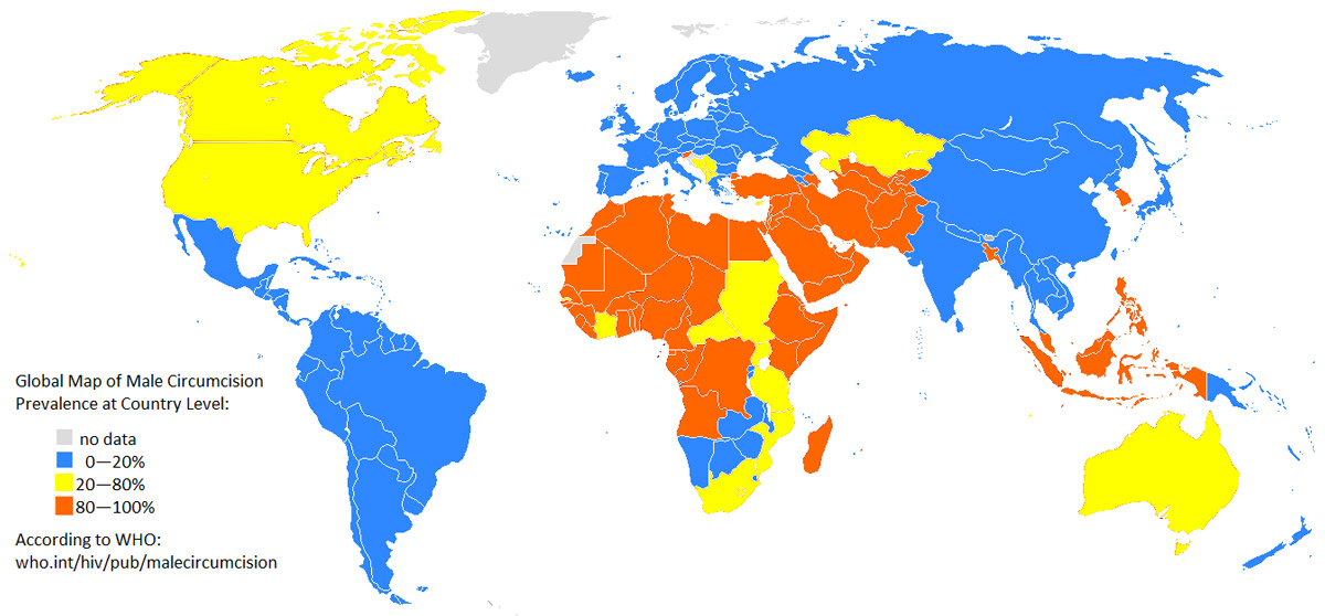 Sünnet olmuş erkekler dünya haritası