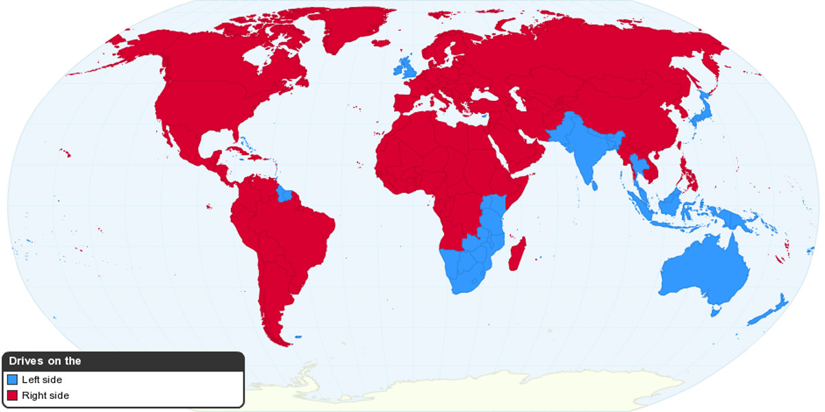 Direksiyonu solda ve sağda kullanan ülkeler