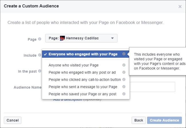 Facebook sayfa ile etkileşime geçen kişileri hedefleme